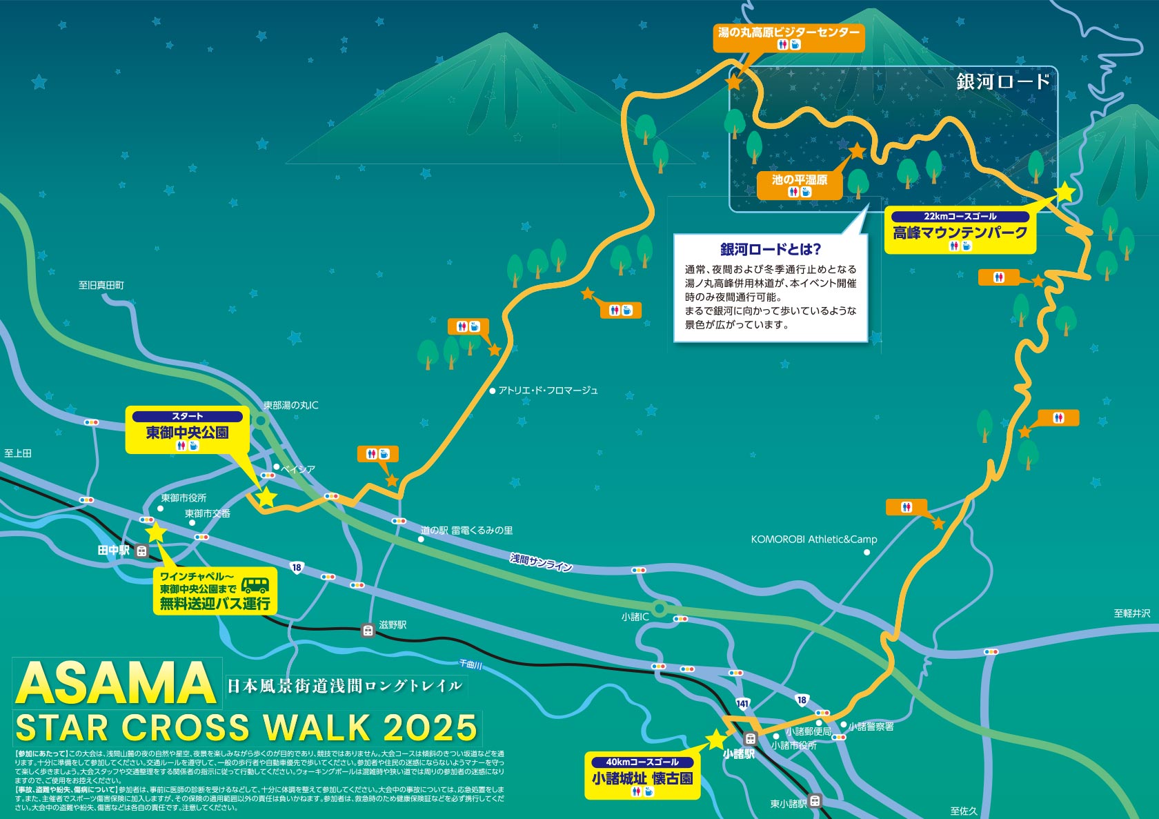 日本風景街道浅間ロングトレイル ASAMA STAR CROSS WALK 2025のコース