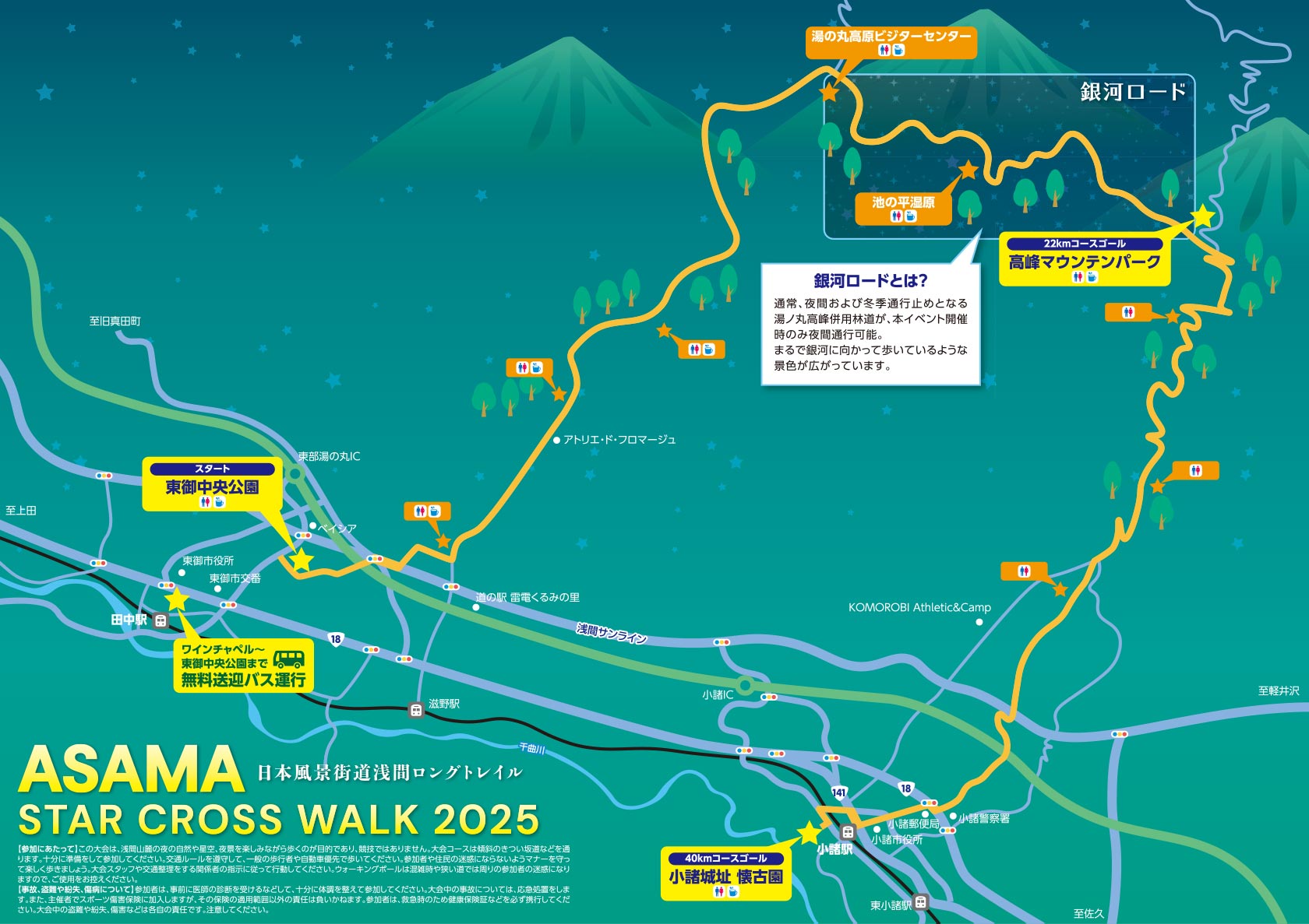 日本風景街道浅間ロングトレイル ASAMA STAR CROSS WALK 2025のコース